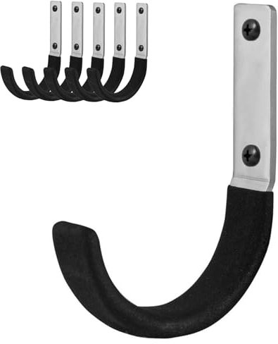 Nlmyt 6 Pcs Garage Storage Utility Hooks, Heavy Duty Steel Ladder Hooks, Wall Mount Garden Tool Organizer