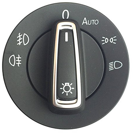 Lichtschalter Schalter mit Chromkappe Automatik und Nebelscheinwerferfunktion NSW NSL MQB Hauptlicht kompatibel mit T6.1 by HZ-DESIGN