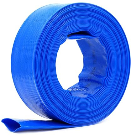 5m x 25mm (1 Inch) Diameter Layflat Discharge Pond Hose Pipe Lay Flat Submersible Pump Water Pump Hose, Blue