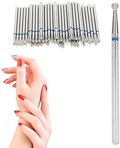 Juego de 50 brocas de uñas en forma de bola, brocas de manicura, accesorios profesionales para uñas acrílicas, manicura, taladro y lima de uñas (2,3 mm)