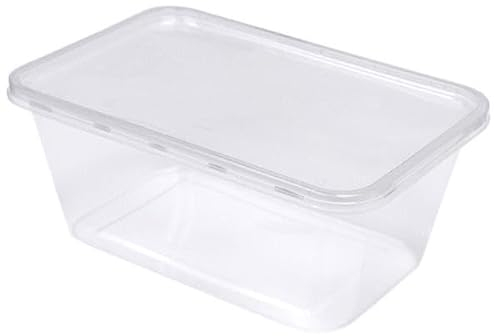 We Can Source It Ltd 100 500ml Plastic Food Containers with Lids | Food Grade BPA Free | Microwave Dishwasher Freezer Safe | Food Storage Meal Prep Lunch Box Kitchen Takeaway