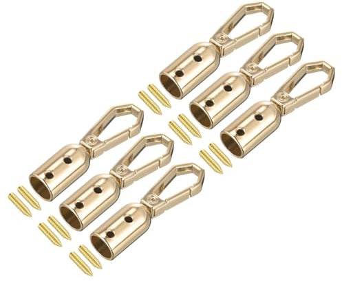 QUARKZMAN Cordon Fin Capuchon, 6pcs 8mm/0.32 Fin Capuchon Baril Perles Terminators Cordon avec Vis Trouver pour Gland Bijoux Fabrication Sac Sangle DIY, Or