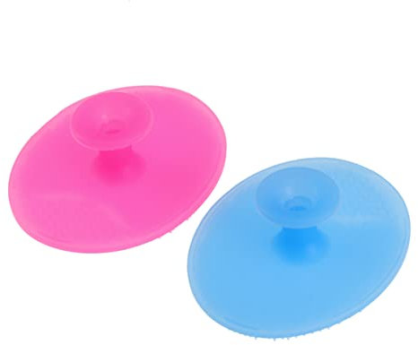 FRCOLOR 2pezzi Silicone Facial Cleansing Brush Pad Piccolo Scrubber Maneggevole Per Tutti Tipi Di Blu e Rosa Per Pulizia Delicata e Igienica