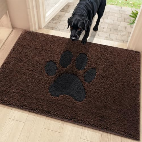 Oiilores Innen Fußmatte, rutschfeste Schmutzfang- und Sauberlaufmatte, maschinenwaschbar, wasserabsorbierende Tür- und Eingangstürmatte, ideal für Hund, Haustür, Braun, 60 x 90 cm