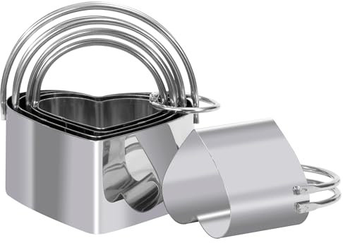 5 Stück Ausstechformen aus Edelstahl Plätzchen Ausstecher Keksausstecher mit Griffen Gebäckausstecher Kuchenschneiden Keksformen für DIY Küche Backen (Herz)