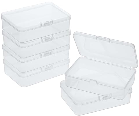 salbsever 8 PCS Mini Clear Plastic Storage Containers Box with Lid 3.7 x 2.6 Inches Clear Rectangle Box for Collecting Small Items Lash Sticker Beads Game Pieces Business Cards Crafts Accessories