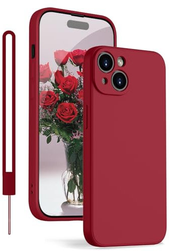 KPPIT for iPhone 15 Case Silicone,Shockproof Cover with Microfiber Lining 6.1 inch,Silky-Soft Touch Full-Body Protective iPhone 15 Phone Case(Claret Red)