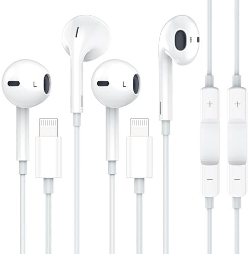 Apple Earbuds with Lightning Connector, 2Pack [Apple MFi Certified] iPhone Wired Earphones with Microphone Volume Control Music and Calling Headphones for iPhone 14/13/12/11/SE/X/XR/XS