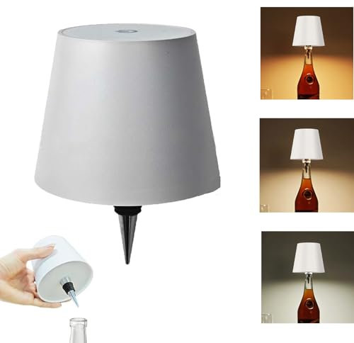 Desniltol LED Wine Bottle Lamp - 2024 New Portable Wireless Bottle Lamps with 3 Color Changing, Rechargeable Touch Control Table Lamp, Cute Embed LED Night Light for Bedroom/Restaurant/Bar (White)