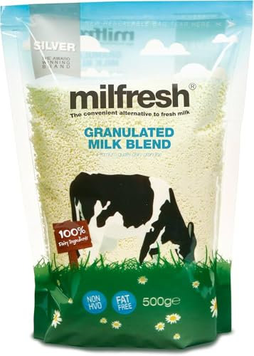 Millfresh Superior Granulated Milk Powder – 500g x Pack of 10 Bags (Silver) - Natural Alternative to Fresh- Smooth Creamy Flavour Powdered Milk for Tea, Coffee, Hot Chocolate