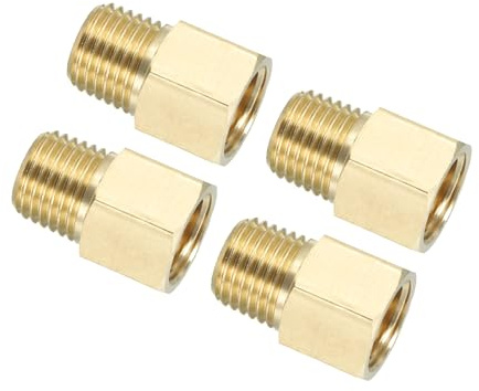 PATIKIL 4 Stück T-Stück Außengewinde 1/4 auf 1/4 Messing | Reduzierstück Robuster Edelstahl 330 Adapter mit NPT-Gewinde. Inklusive Dichtband und Dichtung