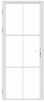 Vente-unique SEROTO - Bloque de puerta reversible de aluminio y vidrio templado - 204 x 73 cm - Blanco