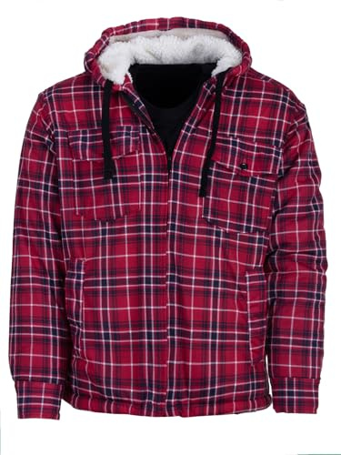 Henry Terre Holzfällerjacke Herren Hemdjacke Kapuze Arbeitsjacke Hemd Flanell Thermojacke Jacke Kariert Gefüttert M-3XL, Farbe:blau, Größe:XL
