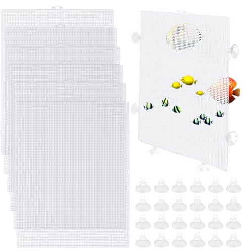OLYCRAFT 4Pcs Fish Tank Divider 33.5x26cm White Aquarium Separator | White Plastic Divider with 24pcs Suction Cups, Cuttable Design, Easy Bend Install, Ideal for Mixed Breeding Fish Separation