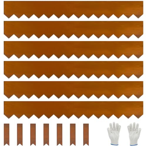 6 Pack Corten Stahl Landschaft Edging mit Rust Patina Finish 100cm L x 20cm H biegsame Metallstreifen - Hammer-in Rand Grenze mit 7 Clips für Rasen, Hof Weg Teiler （6m gesamt）#LYLB08RT-DE