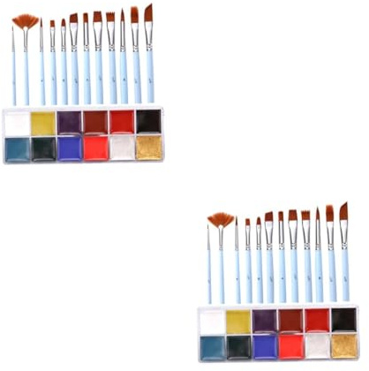 SHINEOFI 2 Ensembles De Pinceaux De Peinture Pour Le Visage Pochoirs De Peinture Pour Le Visage Stylos De Peinture Pour Le Visage Pantalon Pour Le Visage Peinture Pour Le Visage Rouge