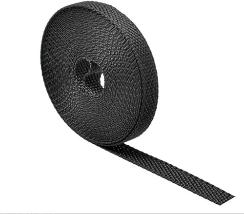 Cinta para Persianas 6 metros x 20mm de Ancho - Disponible en varios colores, gris, beige y negro | Cuerda de repuesto para Carretes de Persiana | Resiste los Rayos UV | Fabricada en España (Negro)