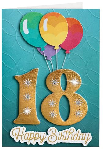 Joli Coon Biglietto di auguri 18 premium SIGNATURE 3D - Biglietto 3D per il 18° compleanno con busta premium e adesivo sigillo