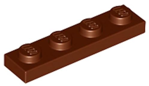 LEGO Plate 1x4, Building Brick Part 3710 (Reddish Brown, 10, Bricks)