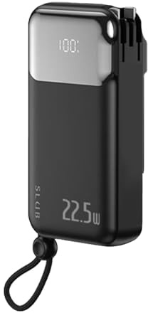Batterie Externe 10000mAh 37Wh sans câble, avec Adaptateur AC & Prise Pliante, Charge 4 Appareils, USB-A/Type-C/iOS, entrée Type-C 45W, PD 22,5W + QC3.0, écran LCD, sécurité, Avion OK,Noir