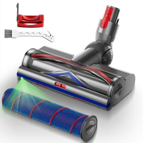 Upgraded 2 in 1 Replacement Brush Head for Dyson V7 V8 V10 V11 V15 Vacuum Cleaner, Adjustable Suction, LED Light, Vacuum Cleaner Head for Carpets & Hard Floors & Tile