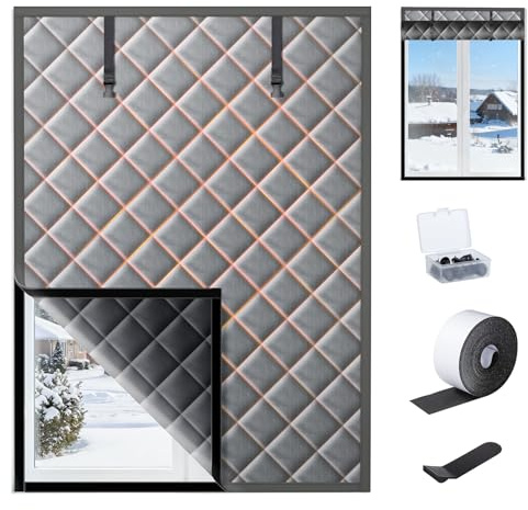 Fenster Isolierfolie 100×160CM | Isolierfolie gegen Kälte | Winddichte & Energiesparend Fensterfolie | Ohne Bohren | Für Bad, Schlafzimmer, Altbau, Mietwohnung und Verschiedene Fensterarten