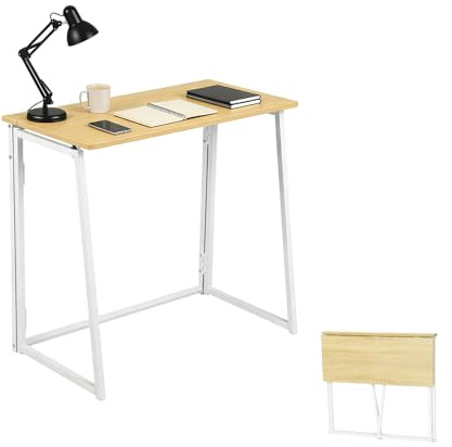 1 Stück Kleiner Klapptisch Holz Schreibtisch Eiche, Computertisch Klein Laptoptisch Klappbar Laptop PC Computer Tisch für Homeoffice/Arbeitszimmer/Schlafzimmer/Wohnzimmer/Büro/80x40x74CM(BTH)