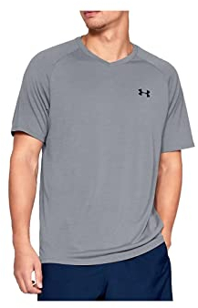 Under Armour Men's Tech 2.0 V-neck T-shirt Short Sleeve, Steel (035 Black, XL UK