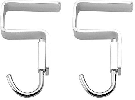 Haidong 2 Stück Studenten Schreibtisch Platz Aluminium-Legierung Nagelfrei Haken Büro Tasche Haken Kleiderhaken (Klemme 2,1 cm, geeignet für 2 cm dicke Platte).