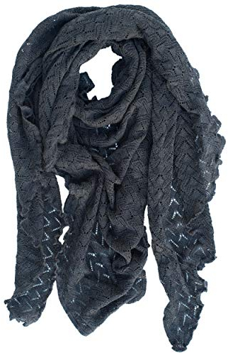 Invero, Merino Dreieckstuch Susi, 100% Wolle (Anthrazit)