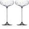 DIAMANTE Champagne, Cocktail or Prosecco Coupes/Saucers Glasses Pair with Arabesque Floral Etched Design in a Gift Box