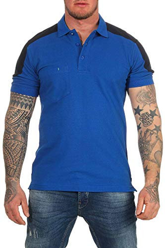 Mivaro Poloshirt Herren Blau für die Arbeit mit Brusttasche - Arbeitsshirt Piqué Baumwollmischung Regular Fit in Größe 5XL Kurzarm pflegeleicht Arbeits-Poloshirt große Größen, Handwerker, Elektriker