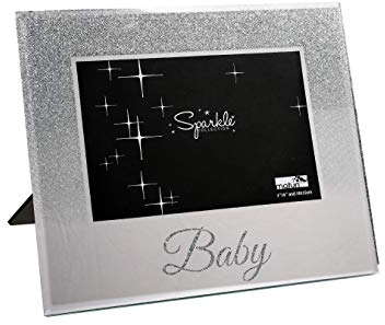Maturi Bilderrahmen, silberfarben, glitzernd, verspiegelt, 15,2 x 10,2 cm, Geschenk 'Baby'