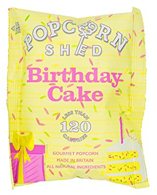 Birthday Cake Gourmet Popcorn Snack Pack, 1 x 24g Bag, Handcrafted, Natural & Vegetarian Lunch Box & Low Calorie Movie Night Snack