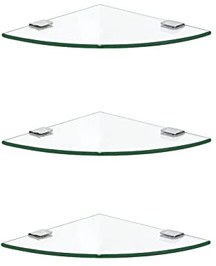HPLL Étagère de Coin en Verre Trempé, Étagère de Salle de Bain en Verre Mural Tablette de Rangement Avant Miroir, pour Salle de Bain Chambre Bureau Étagère en Verre (Color : Style3, Size : 20cm)