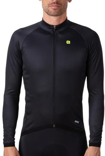 Alé Cycling Men's R-EV1 Thermal Long Sleeve Jersey, Black, Medium