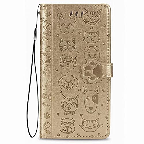 Nadoli Lustig Karton Prägung Katze Hund Muster Pu Leder Katze Pfote Magnetverschluss Lanyard Standfunktion Karte Halter Brieftasche für Samsung Galaxy A33 5G
