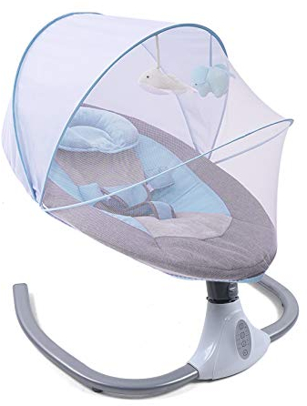 Babywippen Automatische Schaukeln Tragbare Babyschaukel 4 Geschwindigkeiten Klappbar Babyschaukel mit Fernbedienung/Kissen/Bluetooth/Moskitonetz/Sitzbezug