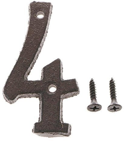 Hausnummernschild aus Schmiedeeisen, antikes Design, Buchstabe 4
