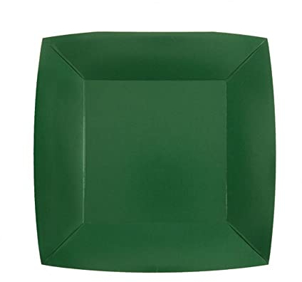 Santex - 10 Assiettes Carton Bio CARRÉES 23CM Vert FONÇÉ