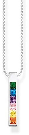 Thomas Sabo Damen Kette mit bunten Steinen Silber, aus 925er Sterlingsilber, Steinbesatz in Regenbogen-Farben, Länge 45cm, KE2113-166-7-L45V