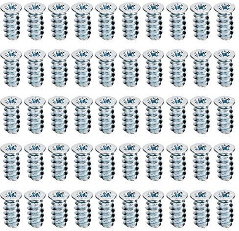 50 Pcs Euro Screws - 6.3mm x 13mm Hinge Screws for Kitchen Cabinets, Doors & Wardrobes