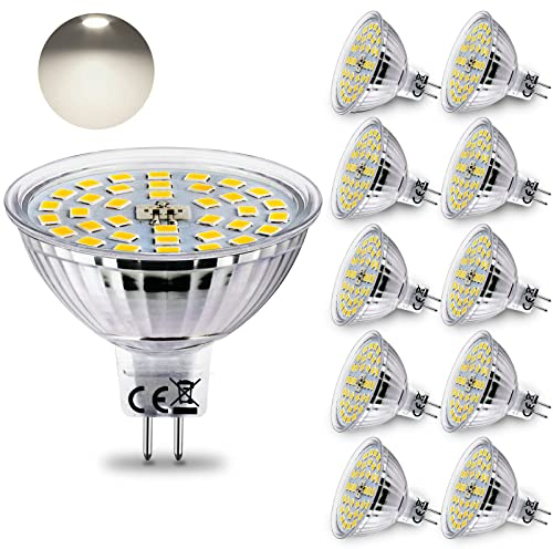 HiBay LED Lampe GU5,3 Leuchtmittel 4W MR16 LED Strahler 400 LM ersetzt 35W Neutralweiß 4000K Spot 12V AC/DC Nicht Dimmbar 10er Set