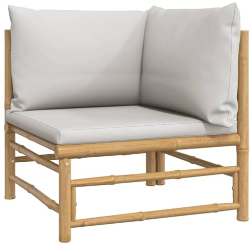 vidaXL Garten-Ecksofa mit Hellgrauen Kissen Bambus