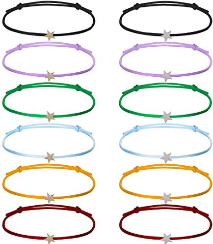 12 Stück Sternform Freundschaftsarmbänder, Sternform Paar Armbänder, Größenverstellbar für Frauen & Mädchen