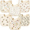 GROBRO7 6Pcs Baby Baumwolle Gaze Lätzchen, Blumen Pflanzen Stillen Zahnen Lätzchen, Muslin saugfähige Lätzchen einstellbar Snap Burp Tücher weich Set für Neugeborene Kleinkinder (0-36 Monate)