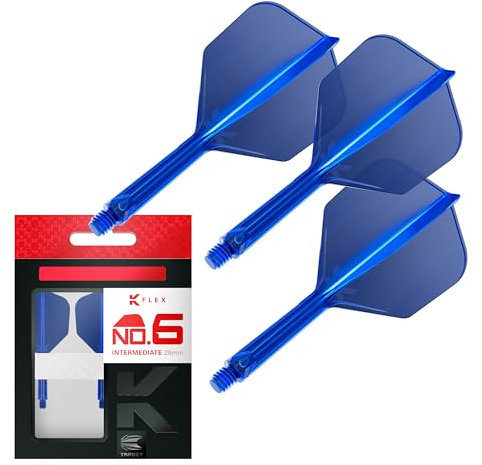 Target Darts K Flex Integrated Dart Flights And Shafts, No.6 Blue (Intermediate) | Pack Of 3 K-Flex - No6, Kflex All In One Moulded Dart Flight & Stem | Professional Dart Accessories