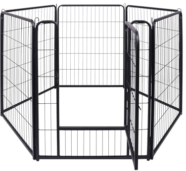 LZQ Parque para cachorros DIY, plegable, con puerta, parque para apartamentos, 6 placas de rejilla de 80 x 65 cm para perros, casa y jardín