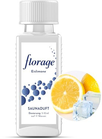 Florage 100ml Saunaaufguss EISLIMONE - 50 Jahre Erfahrung als deutsche Duftmanufaktur, hochergiebiges Aufgussmittel für die Sauna, viele Aufguss Düfte, vegan und ohne Tierversuche
