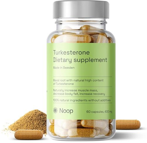 NOOP Turkesterone hochdosiert - Natürliches Testosteron Unterstützung für Libido und Muskelaufbau bei sportlichen Männern, Made in Schweden, 400 mg und 60 Kapseln